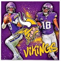 Minnesota Vikings J.J. McCarthy & Justin Jefferson 12" x 12" Logo Splash Canvas Art