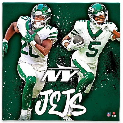 New York Jets Breece Hall & Garrett Wilson 12" x 12" Logo Splash Canvas Art