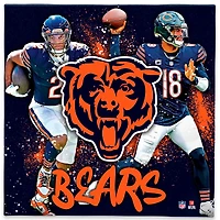 Chicago Bears D.J. Moore & Caleb Williams 12" x 12" Logo Splash Canvas Art