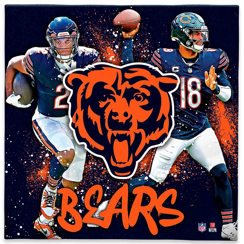 Chicago Bears D.J. Moore & Caleb Williams 12" x 12" Logo Splash Canvas Art