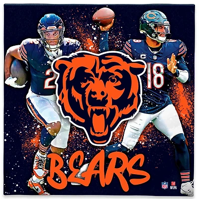 Chicago Bears D.J. Moore & Caleb Williams 12" x 12" Logo Splash Canvas Art