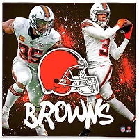 Cleveland Browns Jerry Jeudy & Myles Garrett 12" x 12" Logo Splash Canvas Art