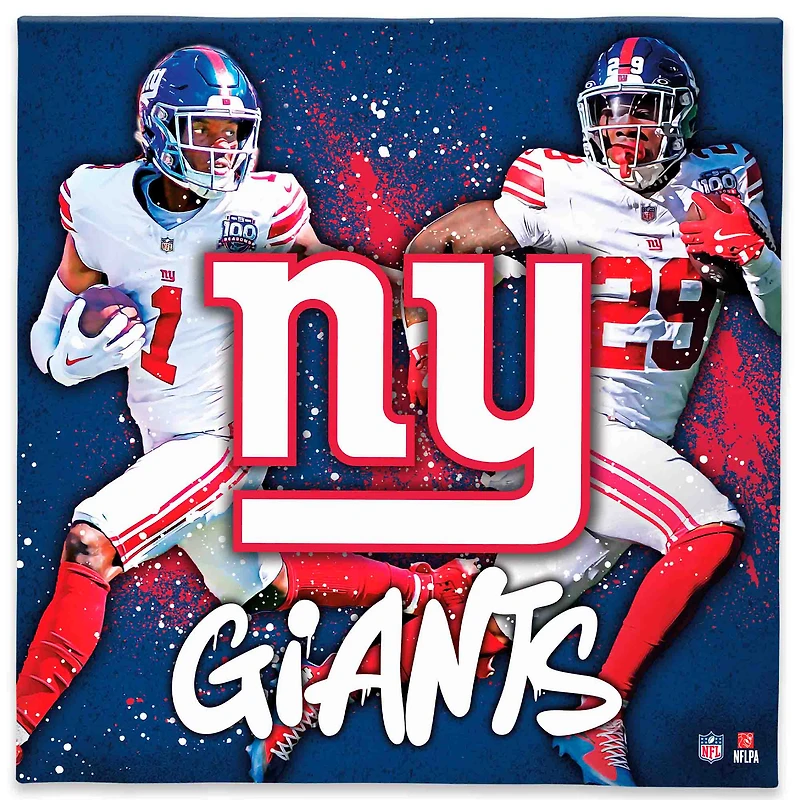 New York Giants Malik Nabers & Tyrone Tracy Jr 12" x 12" Logo Splash Canvas Art