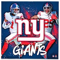 New York Giants Malik Nabers & Tyrone Tracy Jr 12" x 12" Logo Splash Canvas Art