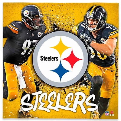 Pittsburgh Steelers Cameron Heyward & T.J. Watt 12" x 12" Logo Splash Canvas Art