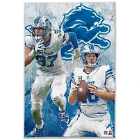 Isaac TeSlaa & Aidan Hutchinson Detroit Lions 15" x 23" Graffiti Canvas Wall Art
