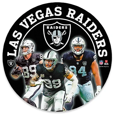 Las Vegas Raiders Brock Bowers, Maxx Crosby & Christian Wilkins Team Stars 11" Round Metal Sign