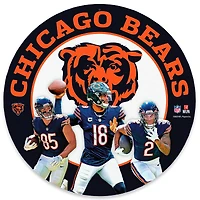 Chicago Bears D.J. Moore, Caleb Williams & Cole Kmet Team Stars 11" Round Metal Sign