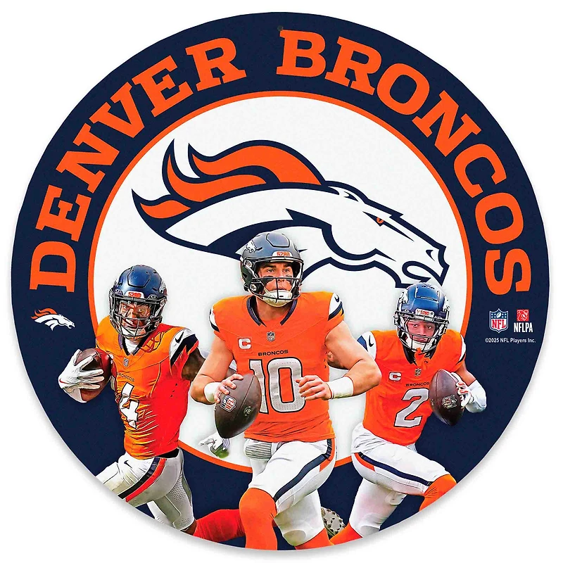 Denver Broncos Pat Surtain II, Bo Nix & Courtland Sutton Team Stars 11" Round Metal Sign