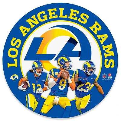 Los Angeles Rams Puka Nacua, Matthew Stafford & Kyren Williams Team Stars 11" Round Metal Sign