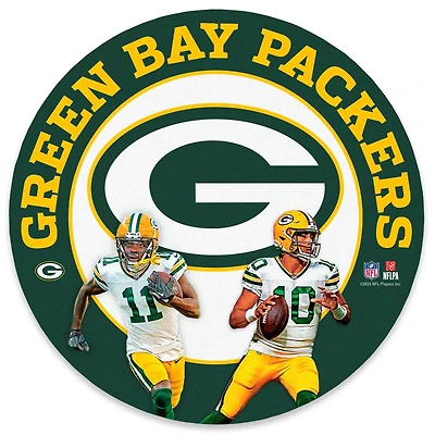 Green Bay Packers Jordan Love & Jayden Reed Team Stars 11" Round Metal Sign
