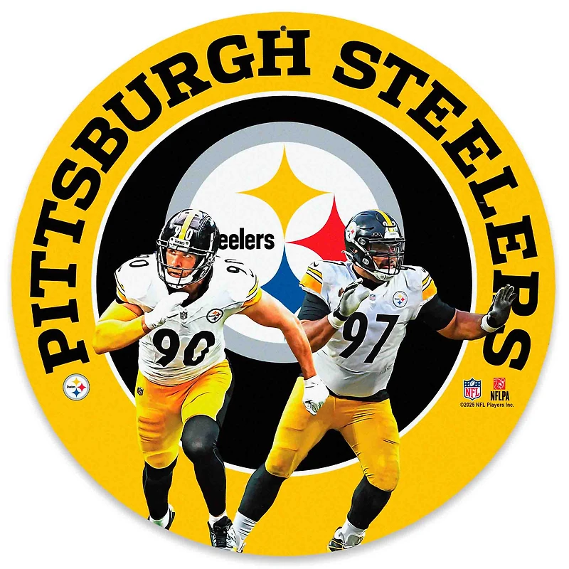Pittsburgh Steelers T.J. Watt & Cameron Heyward Team Stars 11" Round Metal Sign