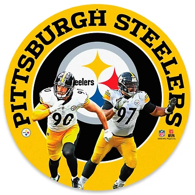 Pittsburgh Steelers T.J. Watt & Cameron Heyward Team Stars 11" Round Metal Sign