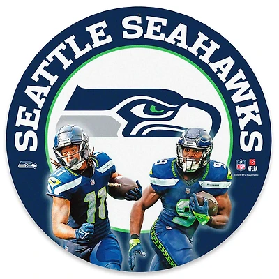 Seattle Seahawks Kenneth Walker III & Jaxon Smith-Njigba Team Stars 11" Round Metal Sign