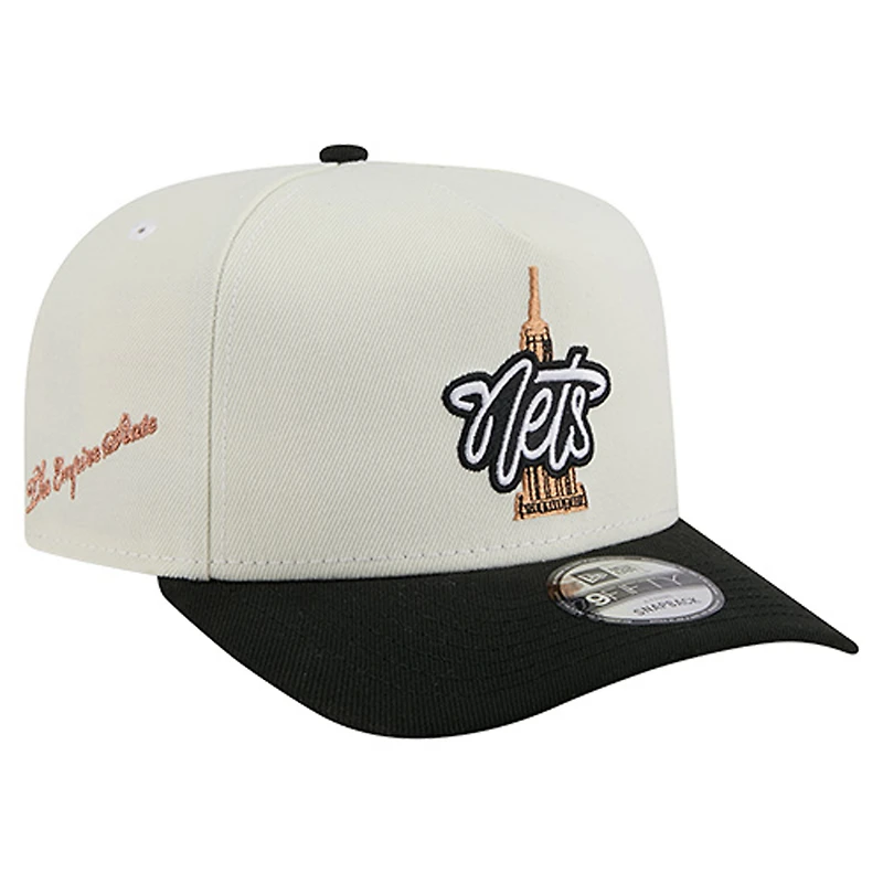 Men's New Era White/Black Brooklyn Nets A-Frame 9FIFTY Adjustable Hat