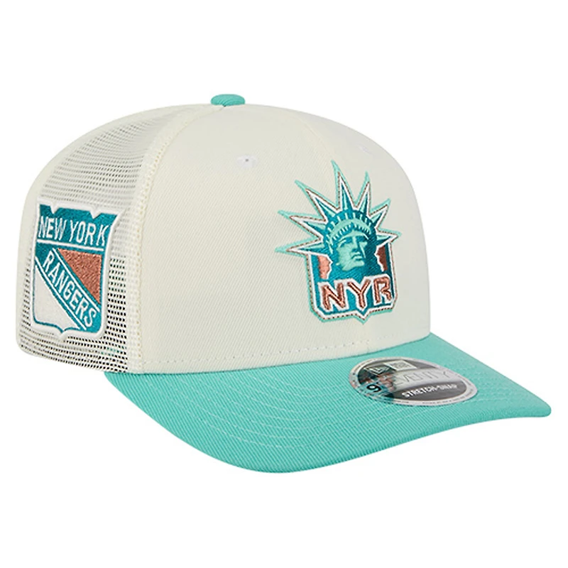 Men's New Era White/Turquoise New York Rangers 9SEVENTY Adjustable Hat