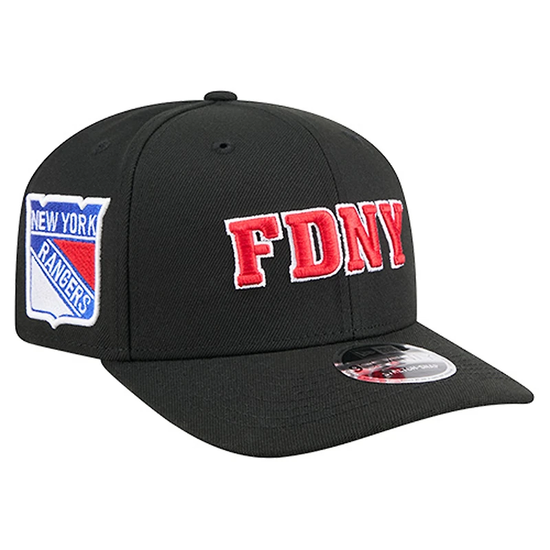 Men's New Era Black New York Rangers FDNY 9SEVENTY Adjustable Hat