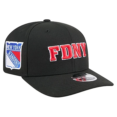 Men's New Era Black New York Rangers FDNY 9SEVENTY Adjustable Hat