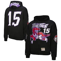 Unisex Mitchell & Ness Vince Carter Black Toronto Raptors Hardwood Classics Maxxed Out Full-Zip Hoodie