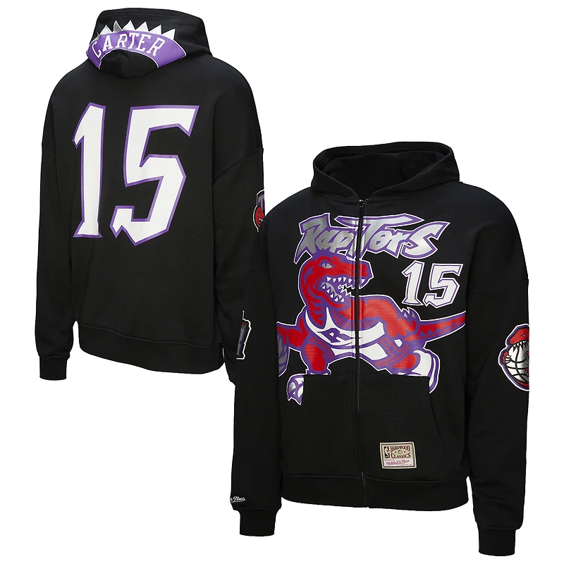 Unisex Mitchell & Ness Vince Carter Black Toronto Raptors Hardwood Classics Maxxed Out Full-Zip Hoodie