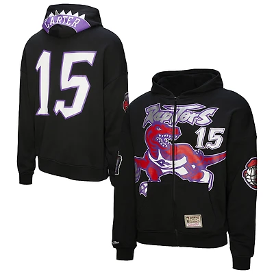 Unisex Mitchell & Ness Vince Carter Black Toronto Raptors Hardwood Classics Maxxed Out Full-Zip Hoodie