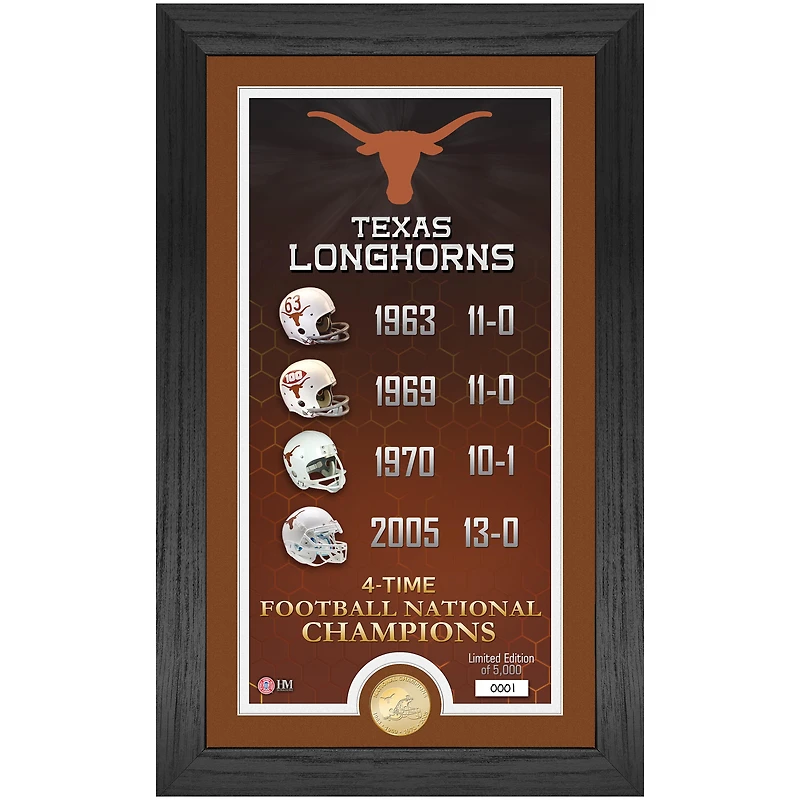 Highland Mint Texas Longhorns Four-Time Football National Champions 12" x 20" Legacy Bronze Coin Photo Mint
