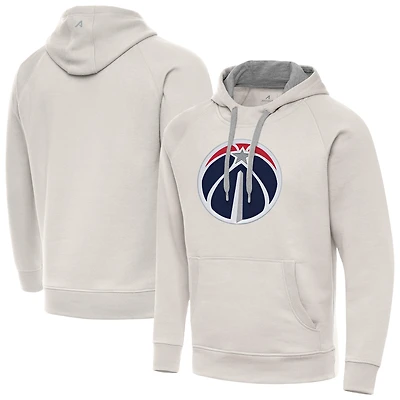 Men's Antigua Cream Washington Wizards Big Logo Victory Pullover Hoodie