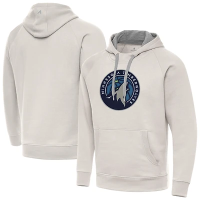 Men's Antigua Cream Minnesota Timberwolves Big Logo Victory Pullover Hoodie