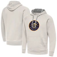 Men's Antigua Cream Denver Nuggets Big Logo Victory Pullover Hoodie