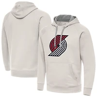 Men's Antigua Cream Portland Trail Blazers Big Logo Victory Pullover Hoodie