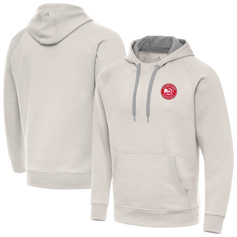 Men's Antigua Cream Atlanta Hawks Victory Pullover Hoodie