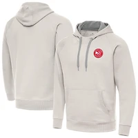 Men's Antigua Cream Atlanta Hawks Victory Pullover Hoodie