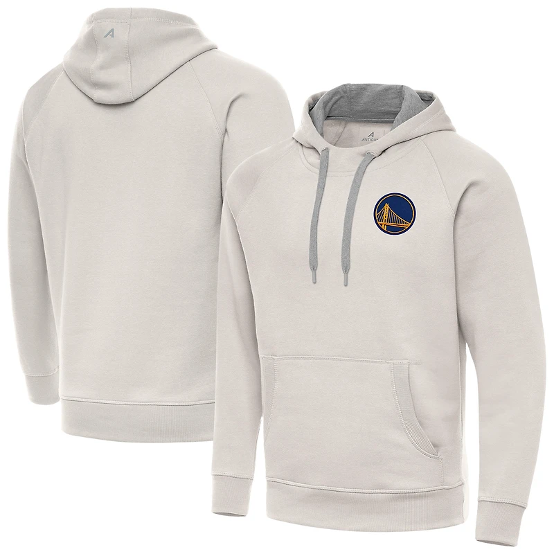 Men's Antigua Cream Golden State Warriors Victory Pullover Hoodie