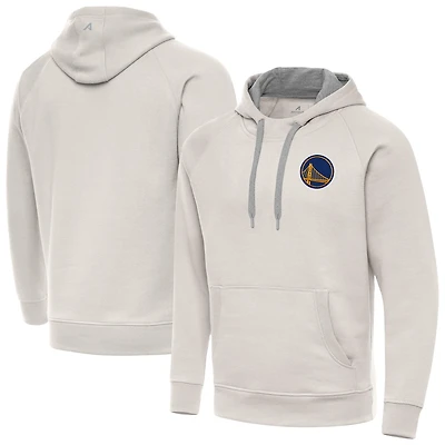 Men's Antigua Cream Golden State Warriors Victory Pullover Hoodie