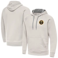 Men's Antigua Cream Denver Nuggets Victory Pullover Hoodie