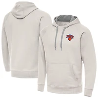 Men's Antigua Cream New York Knicks Victory Pullover Hoodie