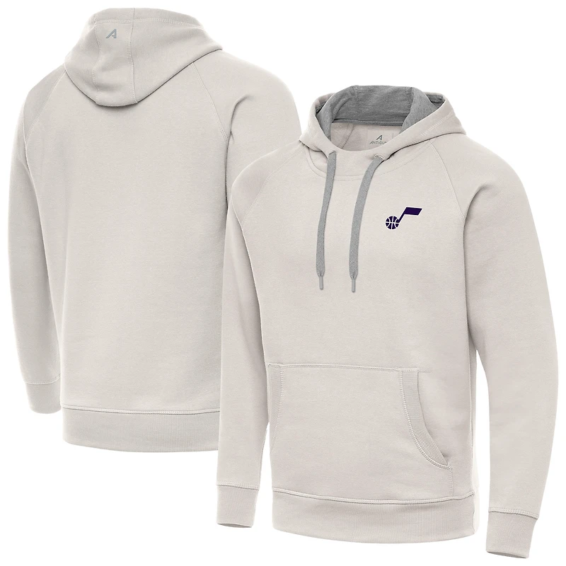 Men's Antigua Cream Utah Jazz Victory Pullover Hoodie