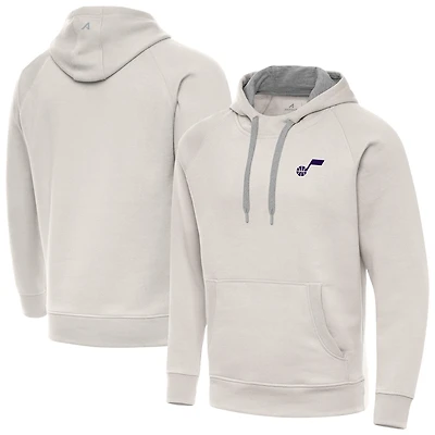 Men's Antigua Cream Utah Jazz Victory Pullover Hoodie