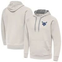 Men's Antigua Cream Charlotte Hornets Victory Pullover Hoodie
