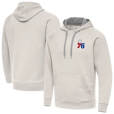 Men's Antigua Cream Philadelphia 76ers Victory Pullover Hoodie