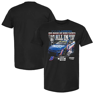 Men's Checkered Flag Sports  Black Kyle Larson 2025 NASCAR Cup Series Playoffs HendrickCars.com All T-Shirt