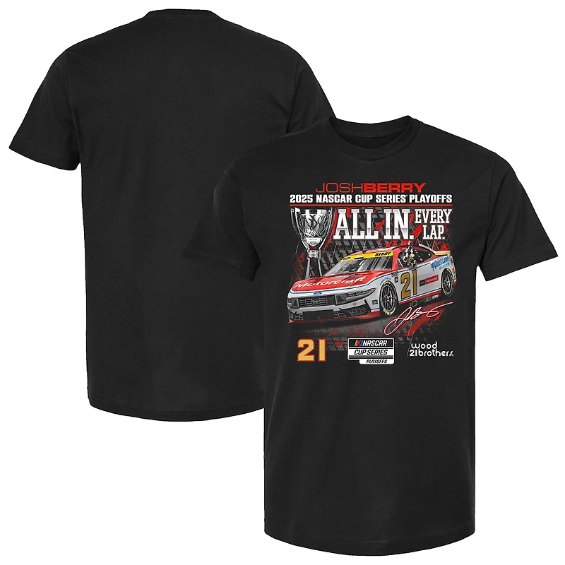 Men's Checkered Flag Sports Black Josh Berry 2025 NASCAR Cup Series Playoffs Ford Motorcraft All T-Shirt