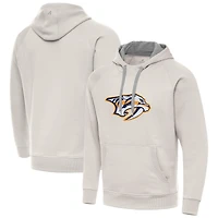 Men's Antigua Cream Nashville Predators Big Logo Victory Pullover Hoodie
