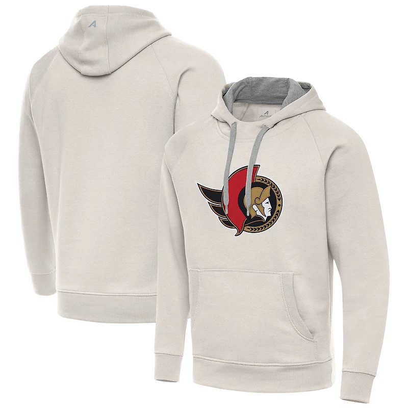 Men's Antigua Cream Ottawa Senators Big Logo Victory Pullover Hoodie