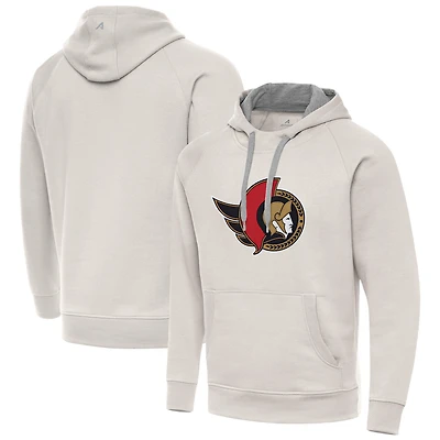 Men's Antigua Cream Ottawa Senators Big Logo Victory Pullover Hoodie