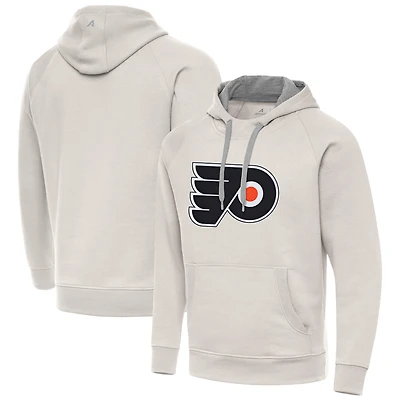 Men's Antigua Cream Philadelphia Flyers Big Logo Victory Pullover Hoodie