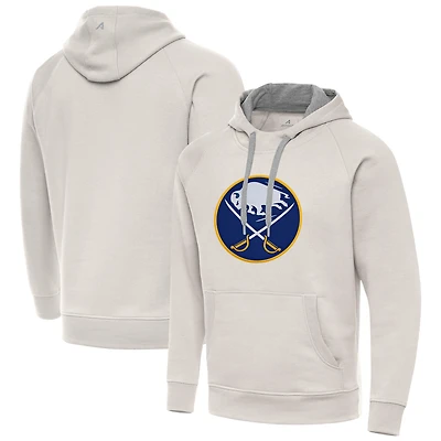 Men's Antigua Cream Buffalo Sabres Big Logo Victory Pullover Hoodie