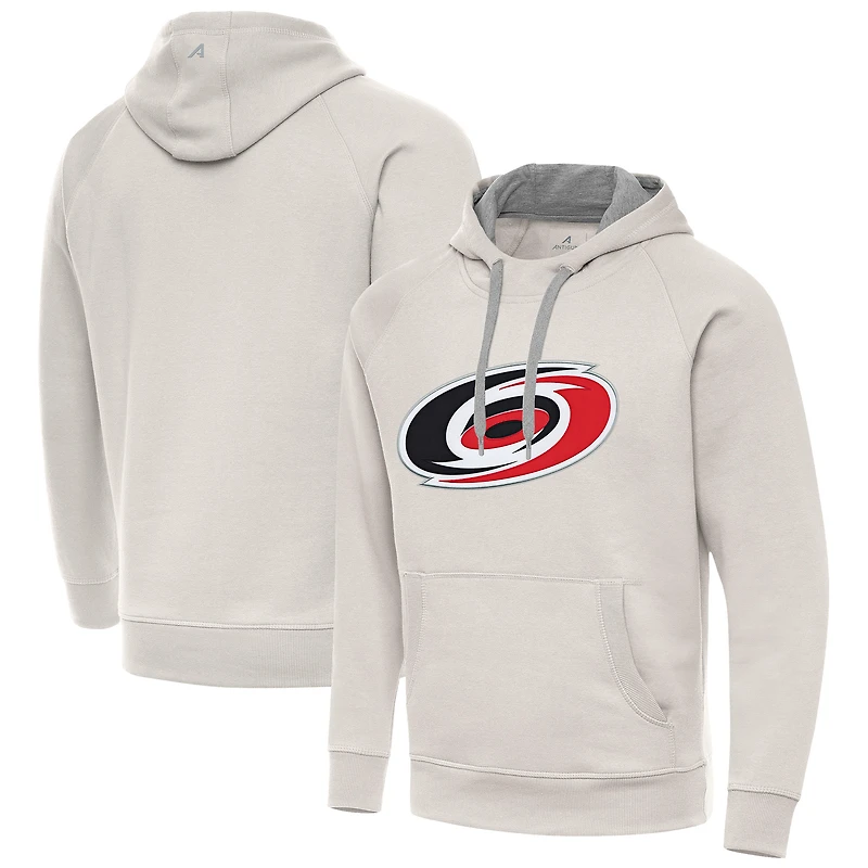 Men's Antigua Cream Carolina Hurricanes Big Logo Victory Pullover Hoodie