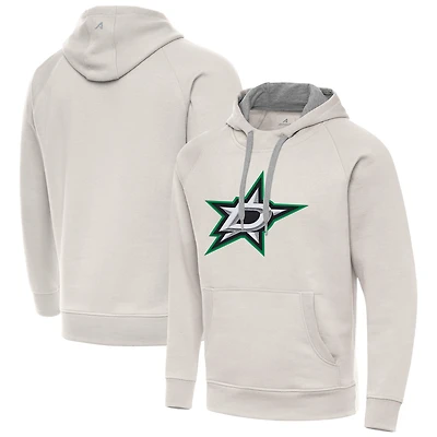 Men's Antigua Cream Dallas Stars Big Logo Victory Pullover Hoodie