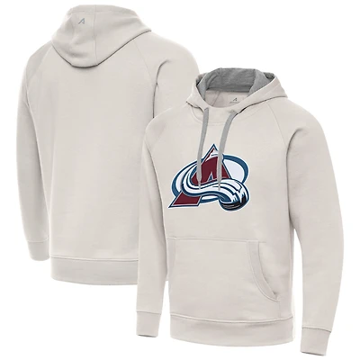 Men's Antigua Cream Colorado Avalanche Big Logo Victory Pullover Hoodie